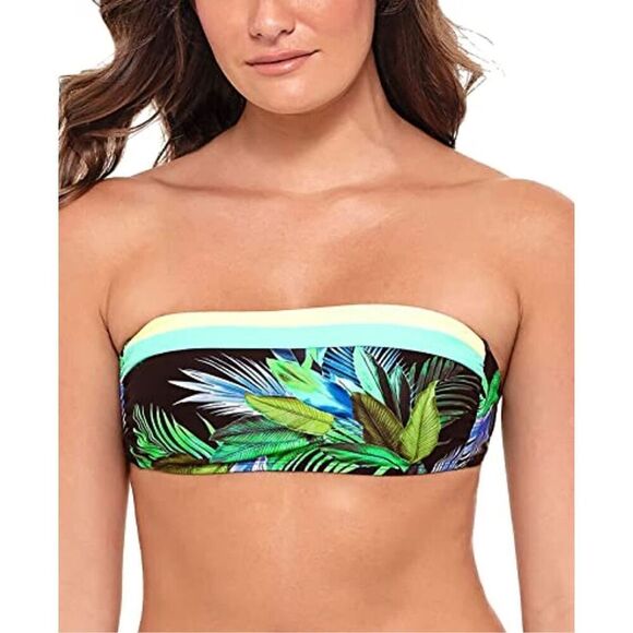 $20 Salt + Cove Tropic GLO Multi Juniors' Bandeau Bikini Swim Top Black Small - Picture 1 of 11